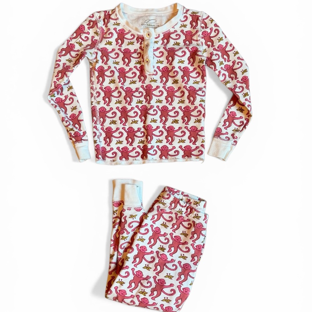Roberta Roller Rabbit Pink Monkey Kids Pajama Set